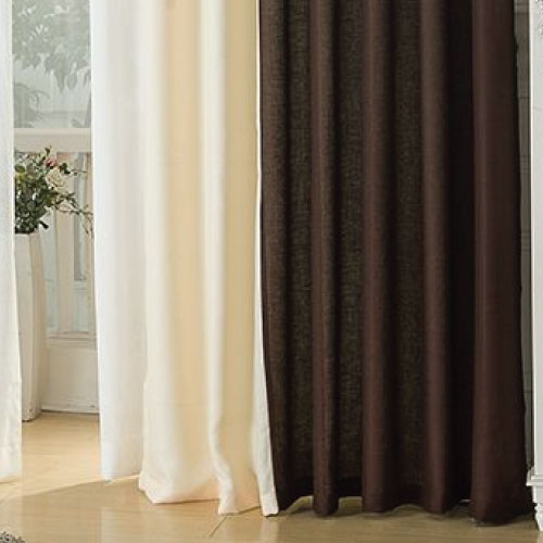 brown curtains and beige